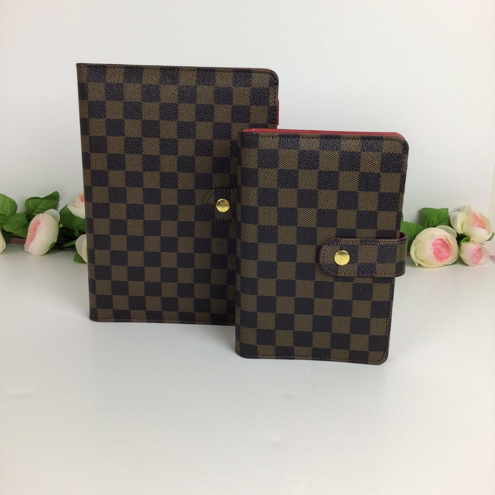 SOLD! A5 A6 Brown Red | Gold-tone 6-Ring Binder | Agenda | Planner 2pc Set